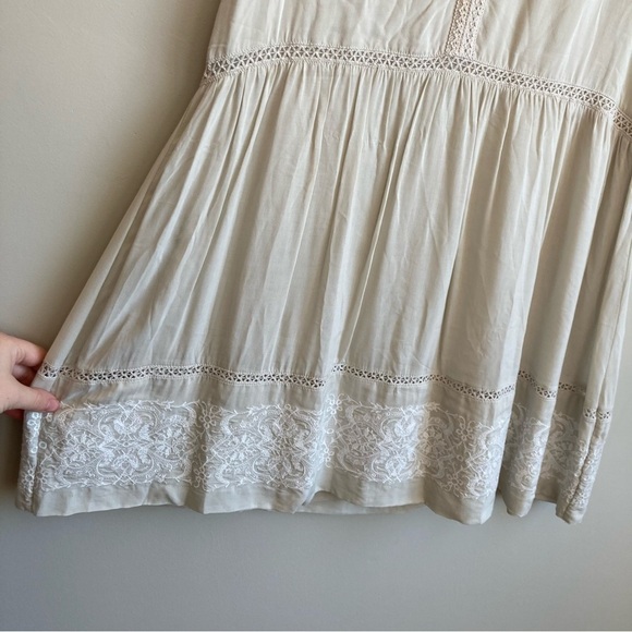 Flannel Babydoll A-Line Nuetral Lace Mini  Tank Dress S - Picture 2 of 11